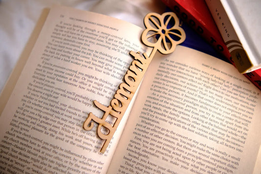 Personalised Floral Wooden Bookmark 06