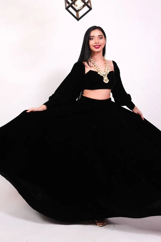 Europa Black Velvet Lehenga