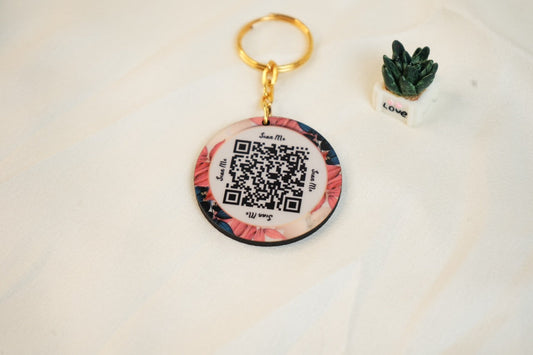 Customised QR Message golden Keychain 115