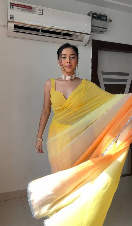 Unstitched sunset Aliaa rocky aur rani saree