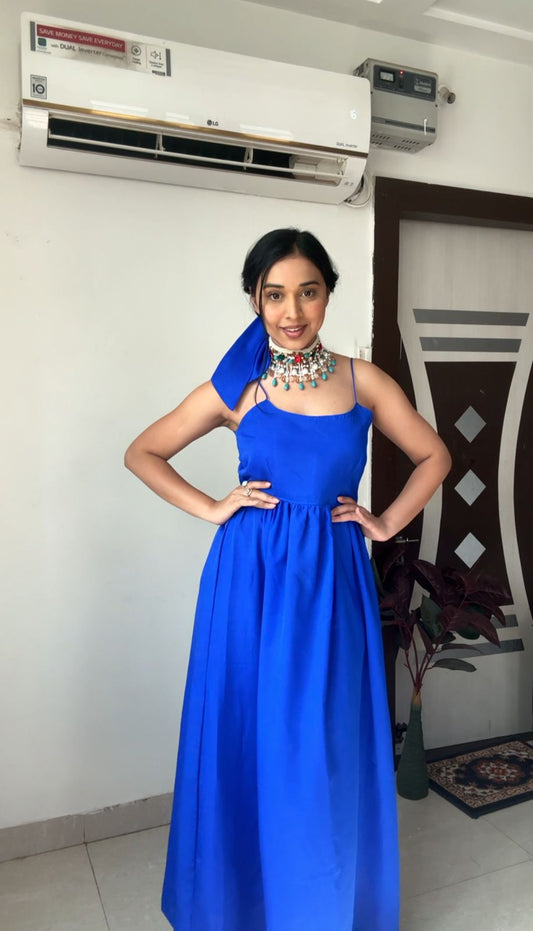 Azure Blue Strap Gown Dress