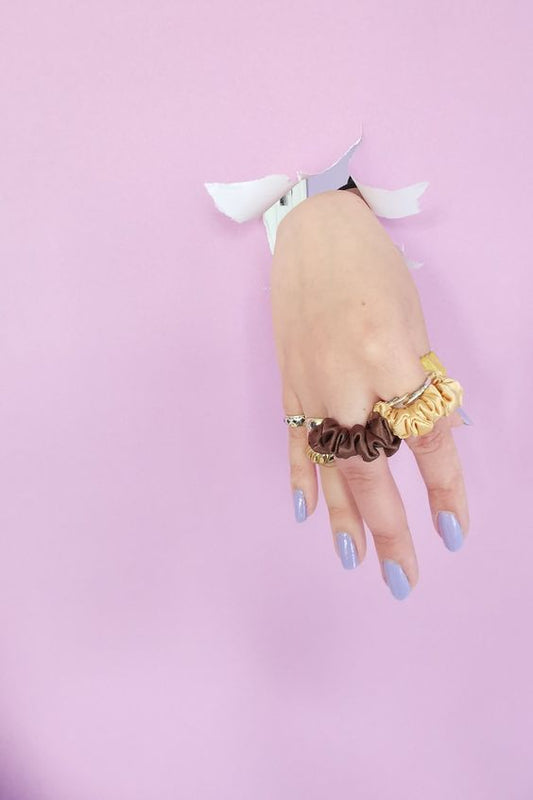 Brown and Golden Scrunchie Ring Combo