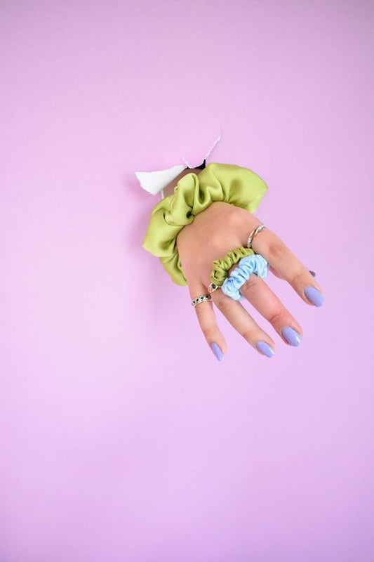Parrot and Sea Green Scrunchies Ring Combo