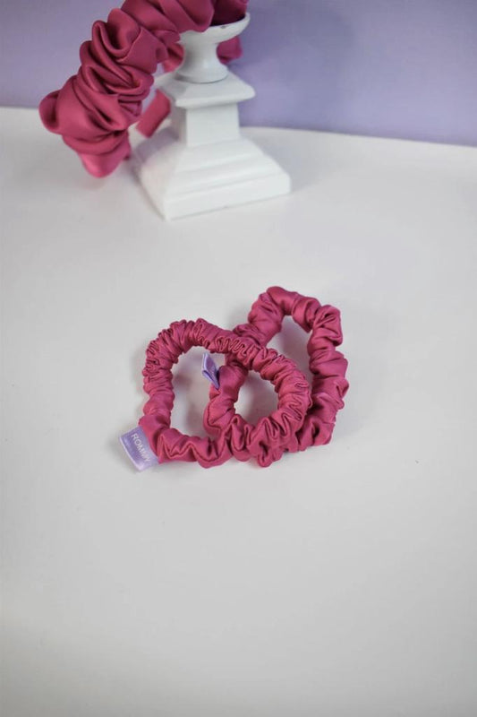 Magenta Pink Hairband Skinny Scrunchies Combo