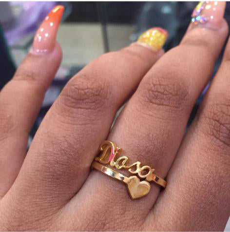Customised Golden Name Heart Ring