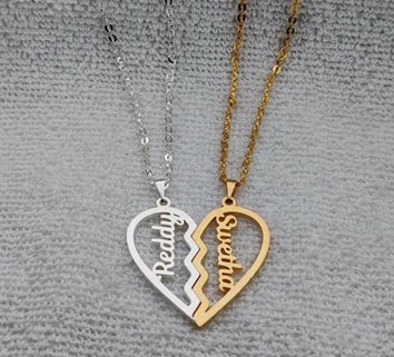 Broken Heart Name Necklace for Couples