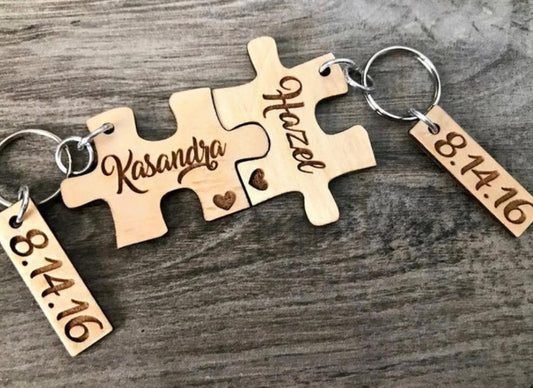 Puzzle Keychain with Date