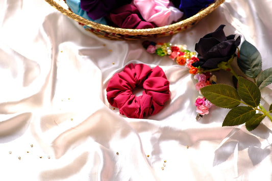 Maroon Crape Scrunchie