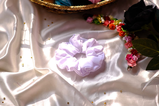 White Crape Scrunchie