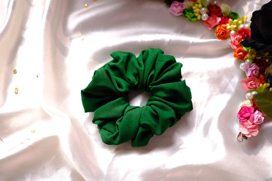 Green Crape Scrunchie