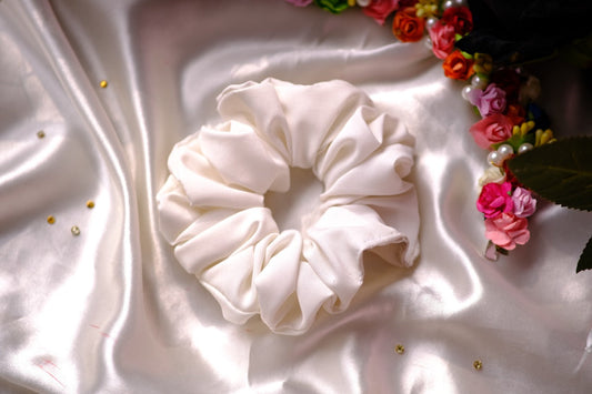 Off White Crape Scrunchie