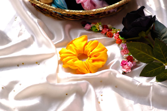 Yellow Crape Scrunchie
