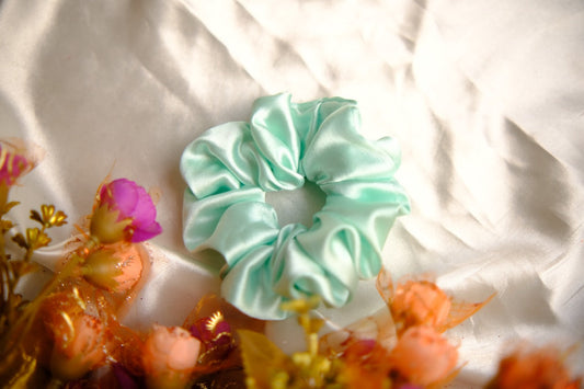 Aquamarine Satin Scrunchie