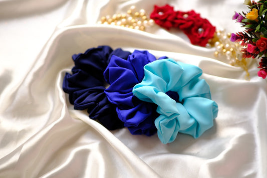 Indigo Crepe Scrunchies Combo