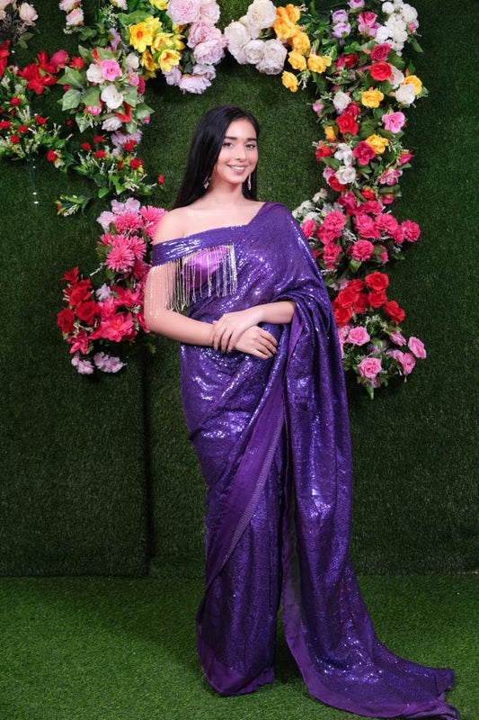 Purple Filmfare Sequence Saree