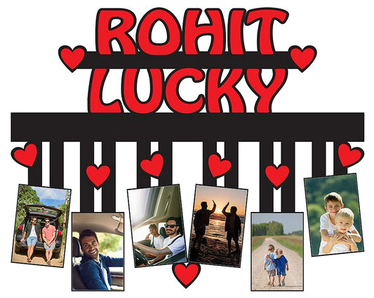 Personalized Wooden Photo Frame with Name Collage