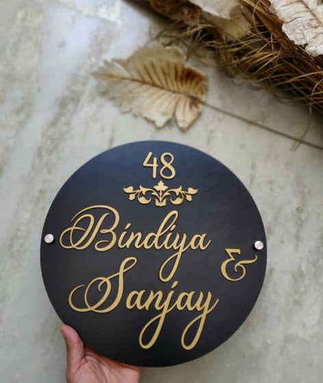 Mat Black Circle Name Plate