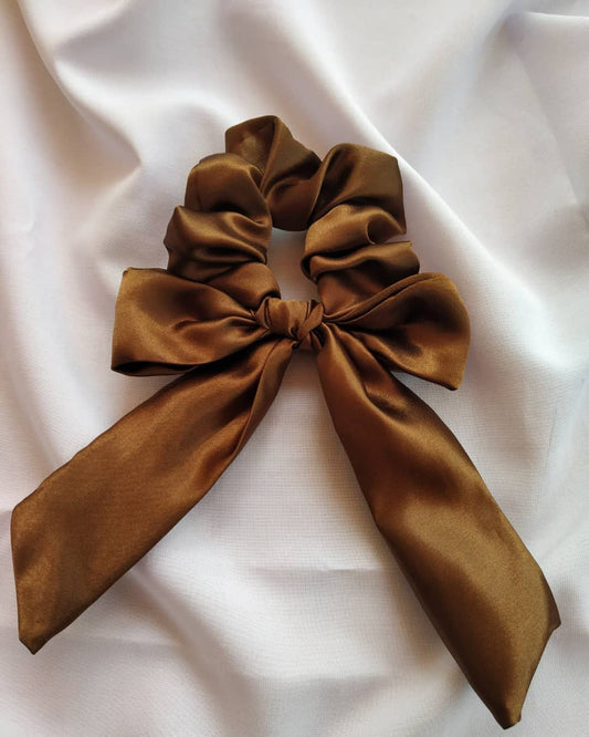 Brown Bow Tail Scrunchie