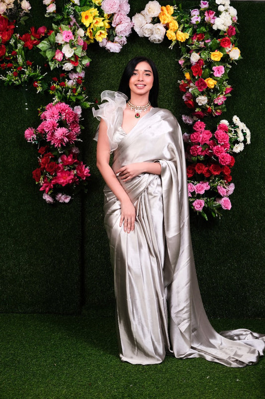 Mother of Pearl One Minute Satin Saree