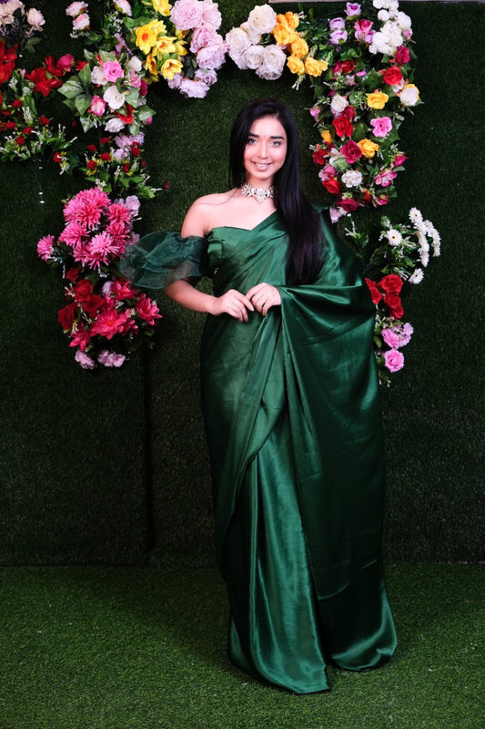 Green Tea One Minute Satin Saree