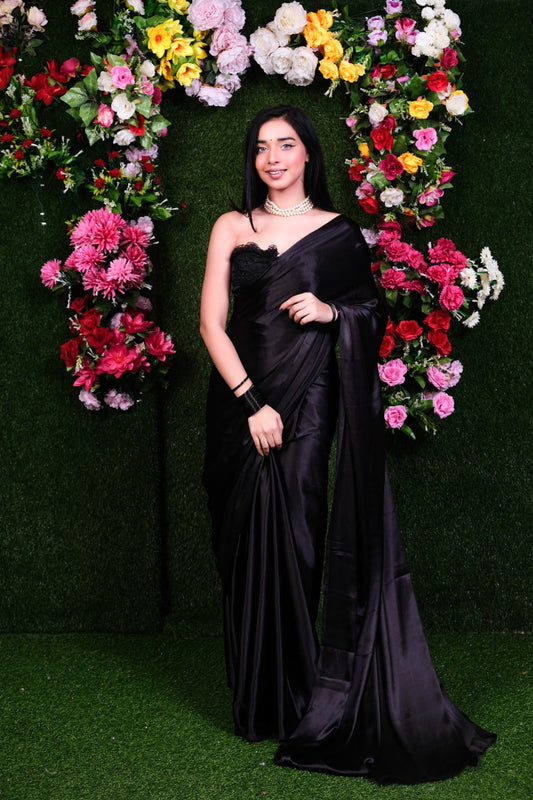 Black sapphire One Minute Satin Saree