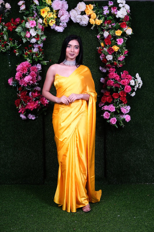 Genda One Minute Phool Satin Saree