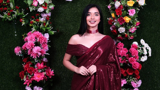 Red Wine Filmfare Sequence Stitched Blouse