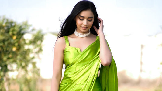 Green Diamond Satin Stitched Blouse