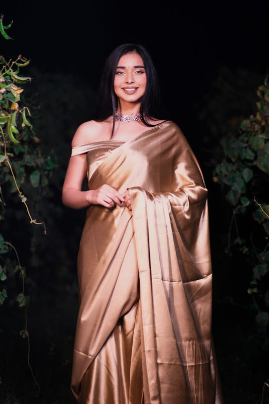 Dusty Rose One Minute Satin Saree