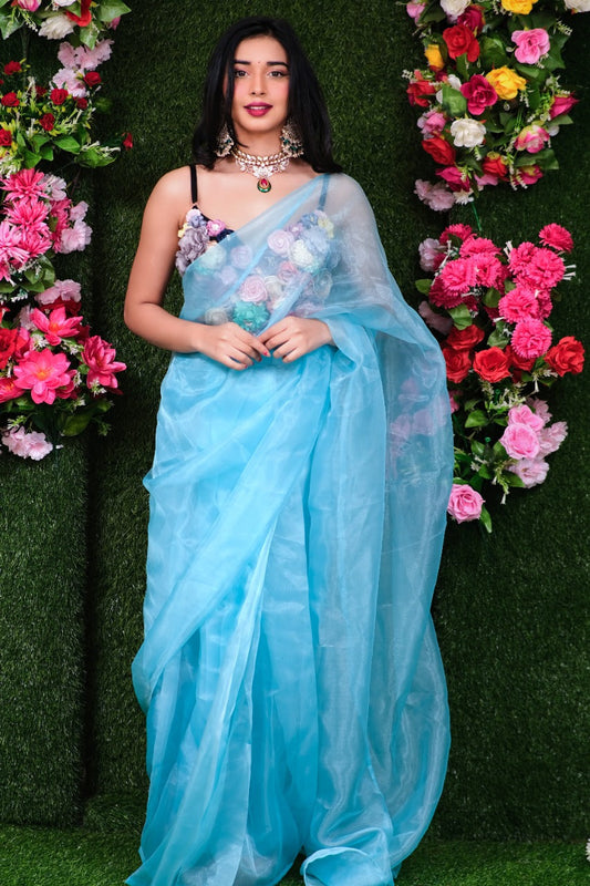 FaceBook Organza One Minute Saree