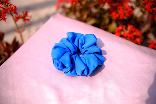 Deep Blue Crape Scrunchie