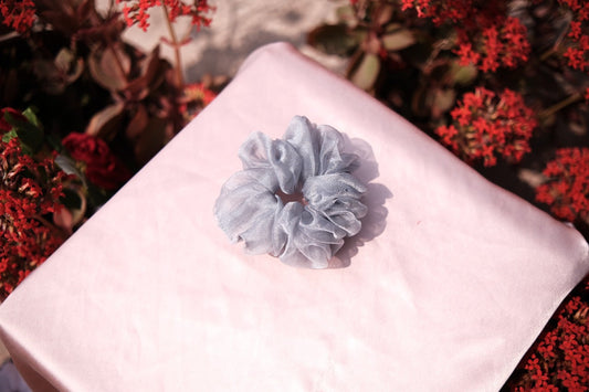 Silver Organza Scrunchie