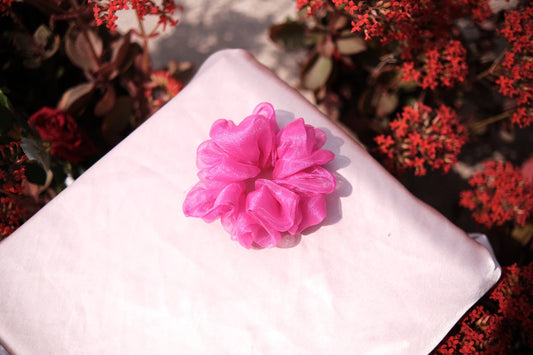 Pink Organza Scrunchie
