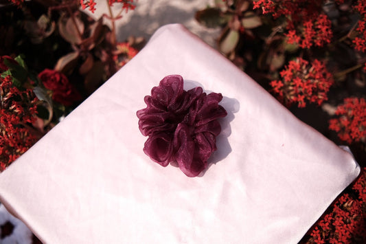 Wine Organza Scrunchie