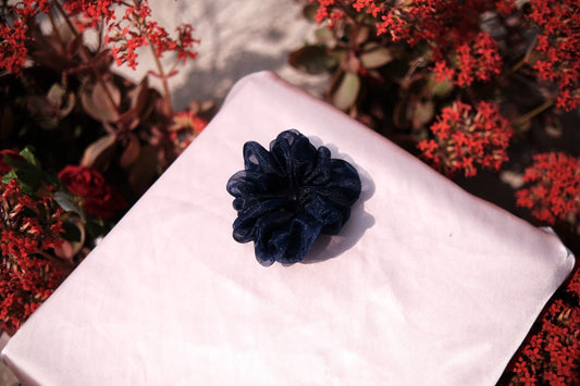Deep Blue Organza Scrunchie