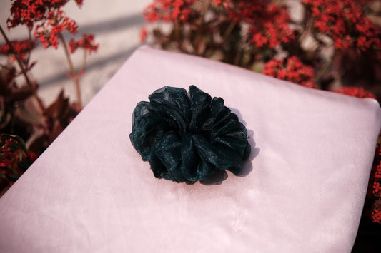 Deep Green Organza Scrunchie