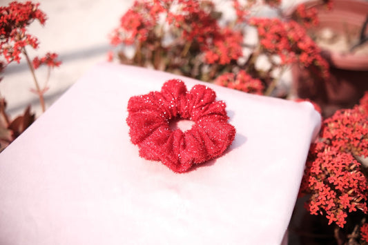 Red Glitter Scrunchie