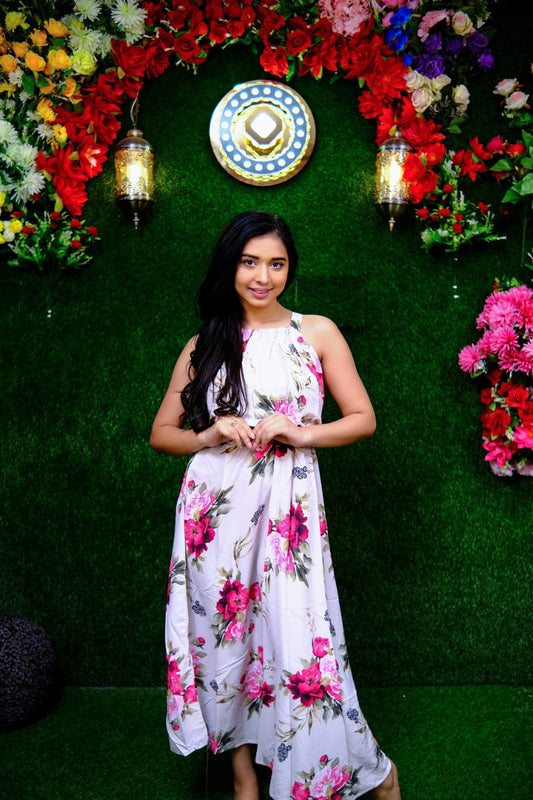 Beach Grey Floral Dress