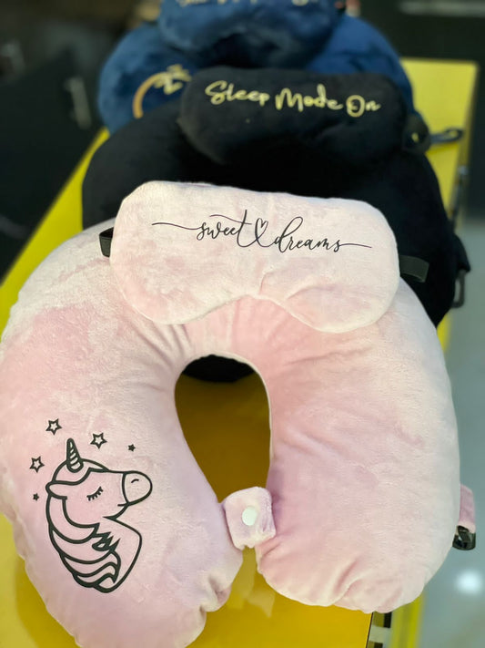Personalised travel neck pillow n eye mask