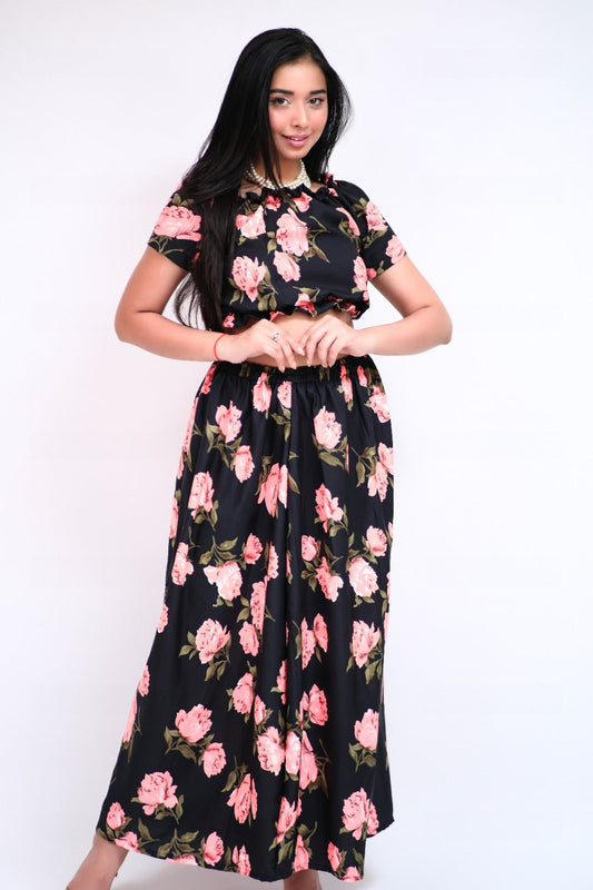 Octavia crimson Black  Skirt Top