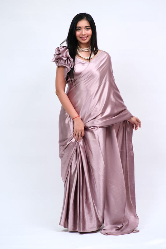 Infusion pink One Minute Satin saree