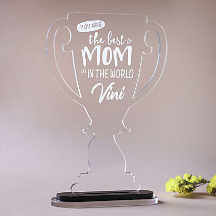 Personalised Best Mom Transparent Trophy