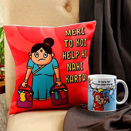 Mother Day Printed Mug And Cushion Combo