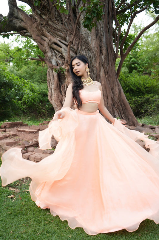 Queen Laura Peach Lehenga