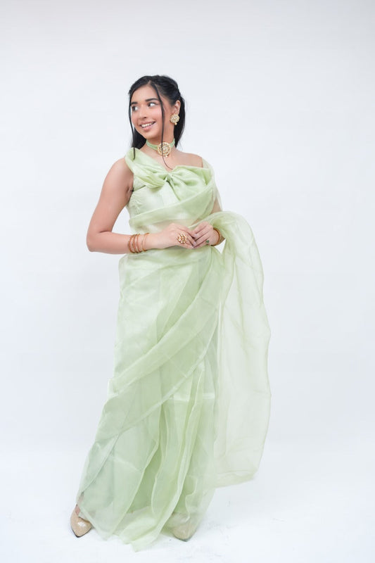 Mint Organza One Minute Saree