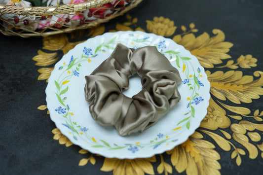 Fossil Grey satin scrunchie