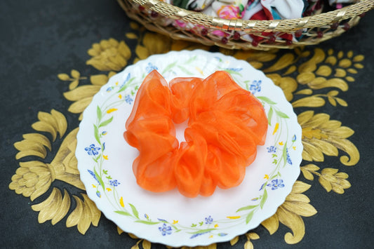 Tangerine organza scrunchie