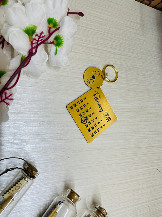 Calendar and Coin Gold keychain