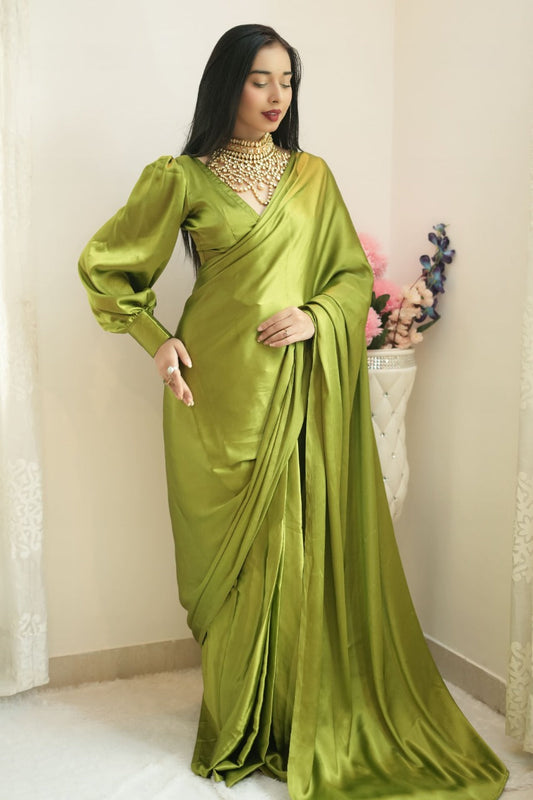 Green Goddess One Minute Satin Saree