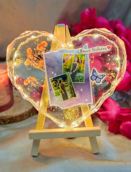 Diamond Cut Heart Resin Table Top